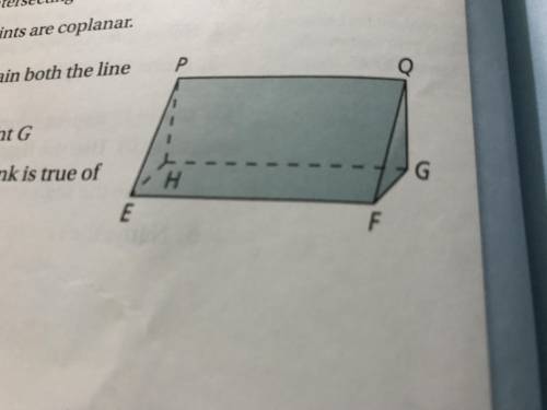 Use the diagram on the right. How many planes contain both the line and the point

a. FG and point