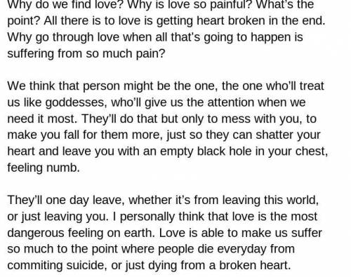 So I had to write about love and I wanted to know if I should change or fix anything, and what sh