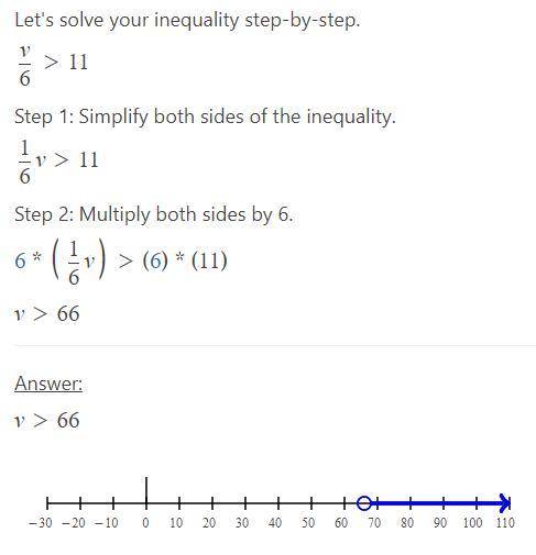 V/6 > 11
solve for the inequallity
please will mark brainliest