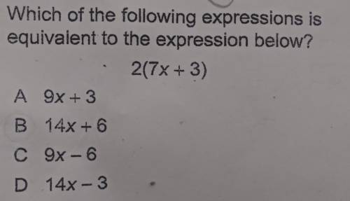 Which of the following expressions is equivalent to the expression below?please help me ​