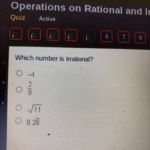 Which number is irrational?￼