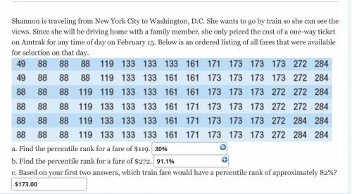 Shannon is traveling from New York City to Washington, D.C. She wants to go by train so she can see