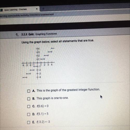 Using the graph below, select all statements that are true.