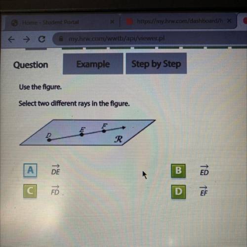 Use the figure.
Select two different rays in the figure.
De
Fd
Ed
Ef