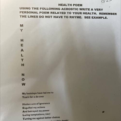 Can someone me write a poem related to health it doesn’t have to be personal
