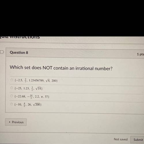 Which set does not contain an irrational number?