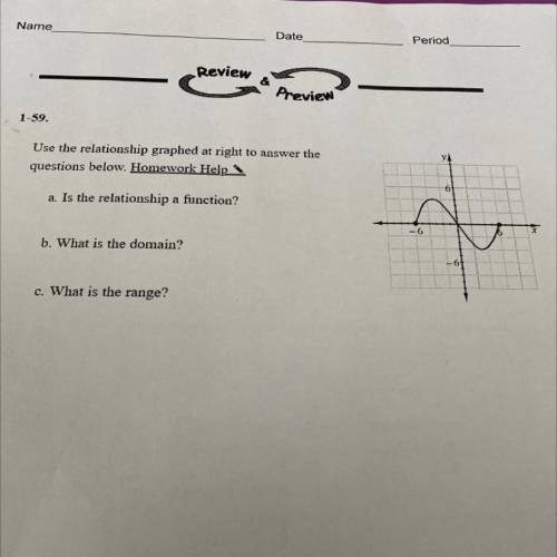 Use the relationship graphed at right to answer the questions below