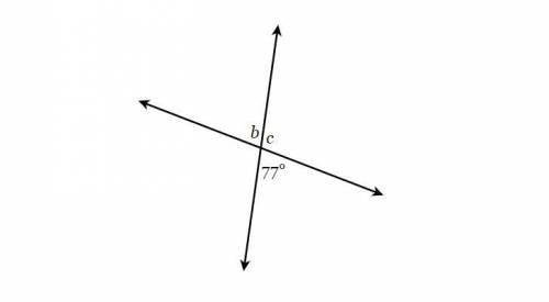 Find the measure of the missing angles 
b=
c=
(all measures are in degrees)