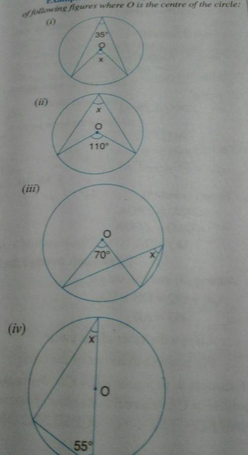 (NEED ANSWER ASAPPPPPPPP!!!)

Find the value of X in the following figures where O is the centre o