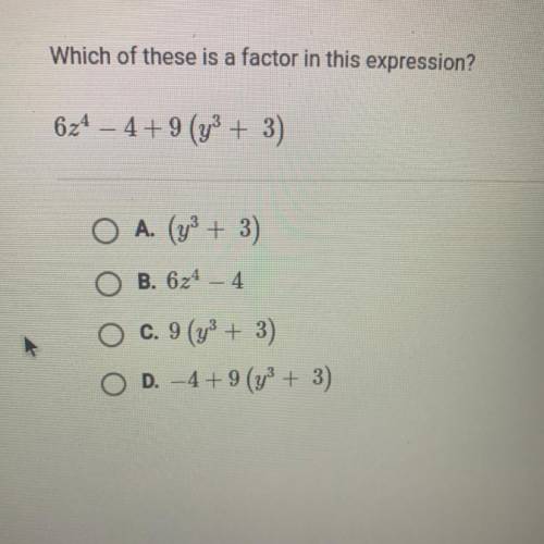 Which of these is a factor in this expression?
6z^4 – 4+9 (y + 3)