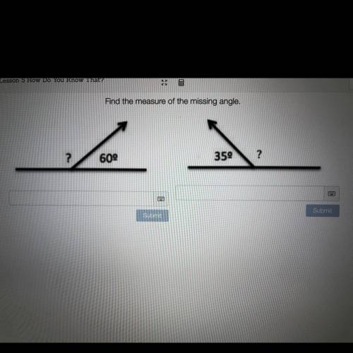 Find the measure of the missing angle of each