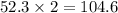 52.3 \times 2 = 104.6