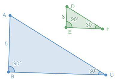 The two triangles shown below are similar. If DF=6, then how long is AC?