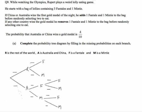 Probability tree diagrams 
hey guys! im new here and im having a problem with this…any help?