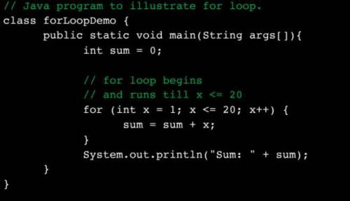 What is the Dry-Running of java program prints the sum of x ranging from 1 to 20