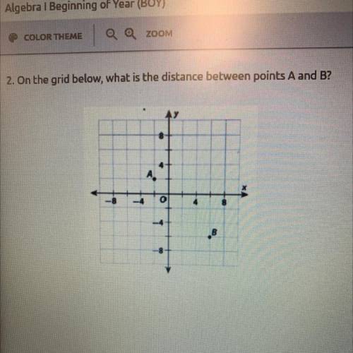 2. On the grid below, what is the distance between points A and B?