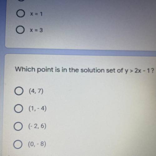 Which point is in the solution set of y > 2x - 1