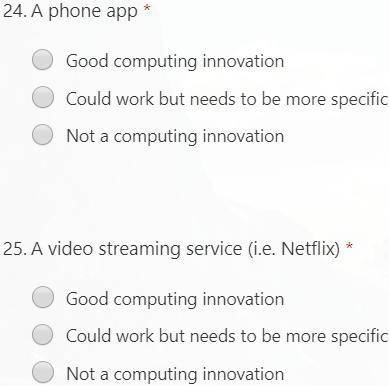 For each of the innovations below. Decide if it is a computing innovation or not. Part 3 Continued.