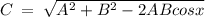 C\:=\:\sqrt{A^2+B^2-2ABcosx}