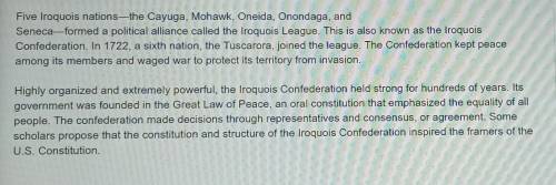 Which of the following describes how the Iroquois League made decisions?

A) Representatives from