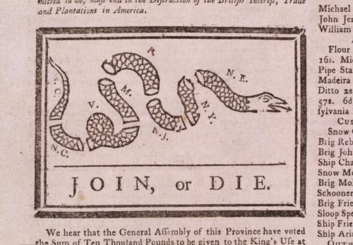 Question 1

1 pts
True or False: The Join or Die symbol was first used in the American Revolution