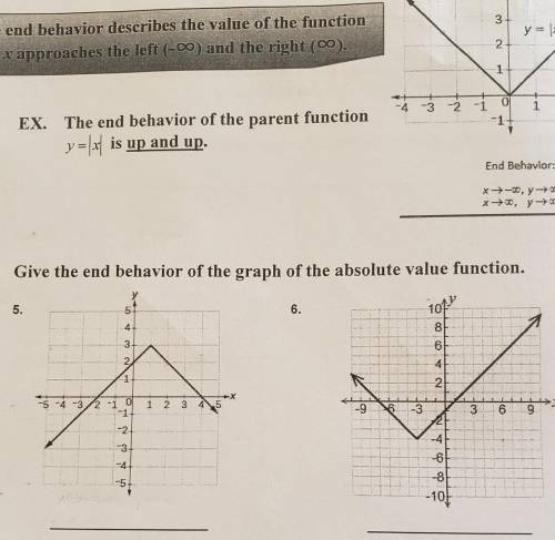 Give the end behavior of the graph of the absolute value function?​