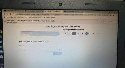 If AB = 2x, and BC = x+5 and AC = 17 find X