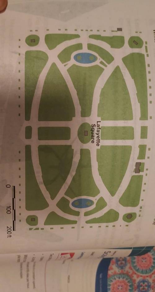 The scale is shown in the lower right corner . Find the actual side lengths of Lafayette Square in