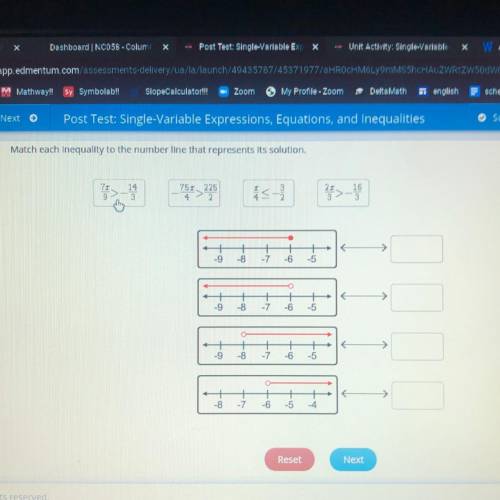 Match each Inequality to the number line that represents