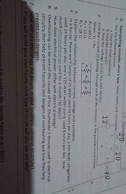 Computing circuits - ohm's law( I need help ASAP) ​