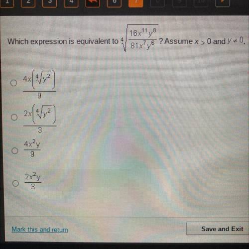 Which expression is equivalent to ? Assume x 0 and .
