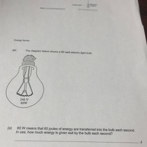 How much energy is given out by the bulb each second ?