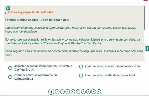 PLEASE HELP WITH SPANISH!! PT 1

Question that goes along with the reading, answer choices at the
