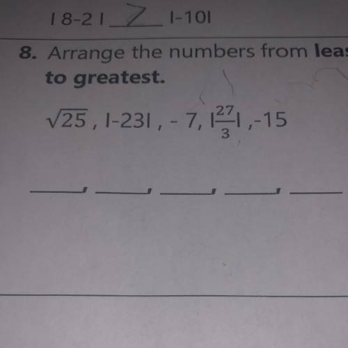 Arrange the numbers from least to greatest