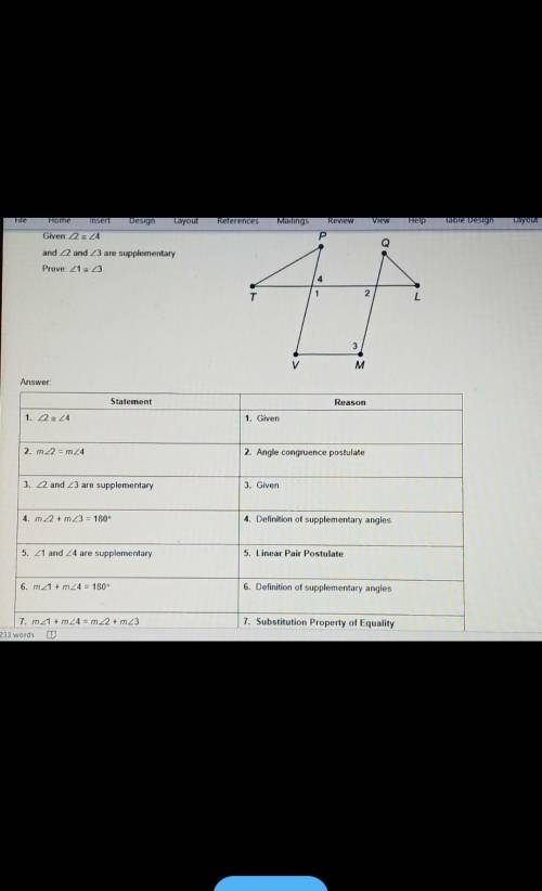 Provide reasons for the proof. Given: 《2 ~= 《4. and >>> Statement 8) m​