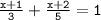 { \tt{ \frac{x + 1}{3}  +  \frac{x + 2}{5} = 1 }} \\