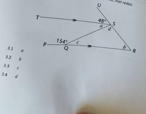 What are the sizes of angles a, b, c and d?