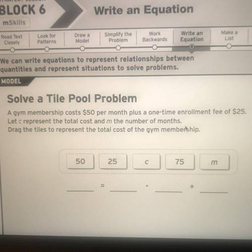 Solve a Tile Pool Problem A gym membership costs 50$ per month plus a one-time enrollment fee of $2
