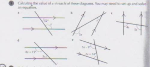 Find the Value of x.
(sorry if the photo is not clear, these are angles on parallel lines)