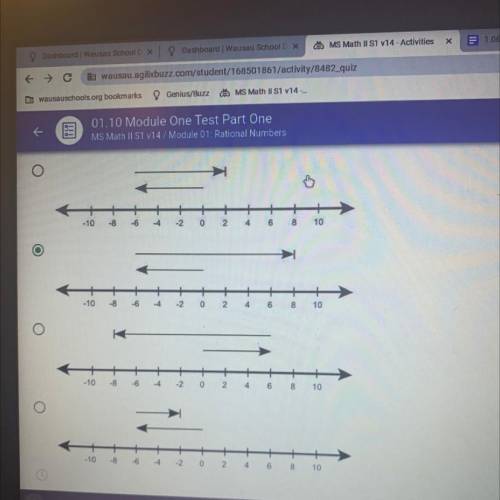 Which number line best shows how to solve -6 - (-8)