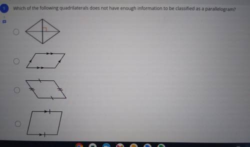 Which of the following quadrilaterals does not have enough information to be classified as a parall