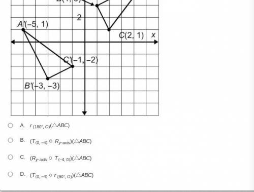 Which transformation or sequence of transformations maps △ABC to △A'B'C' ?