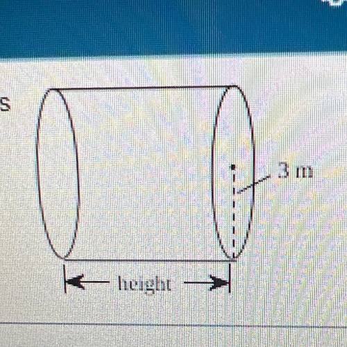 The formula for the volume of a cylinder is V=ar?h. The cylinder to the right has an exact volume o