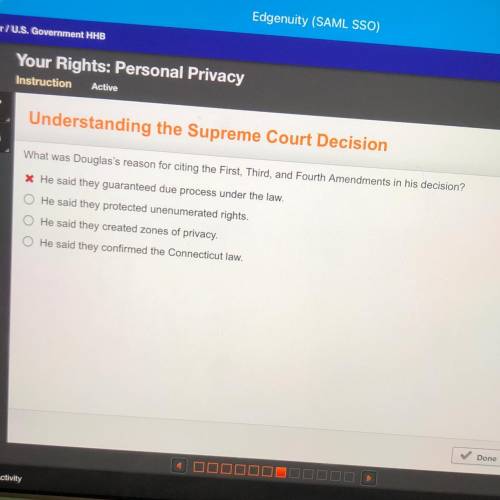 Understanding the Supreme Court Decision

What was Douglas's reason for citing the First, Third, a