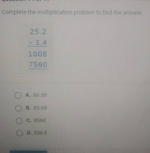 Complete the multiplication problem to find the answer