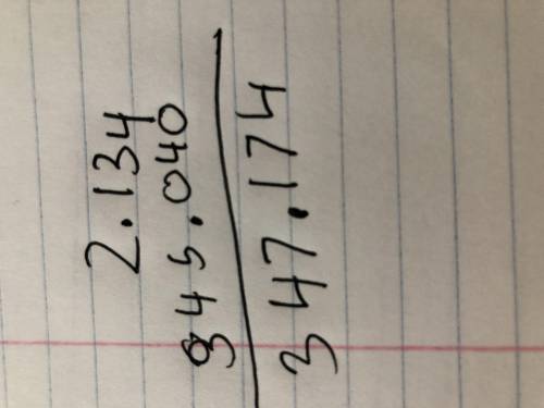 Adding decimals
2.134 + 345.04 = ?