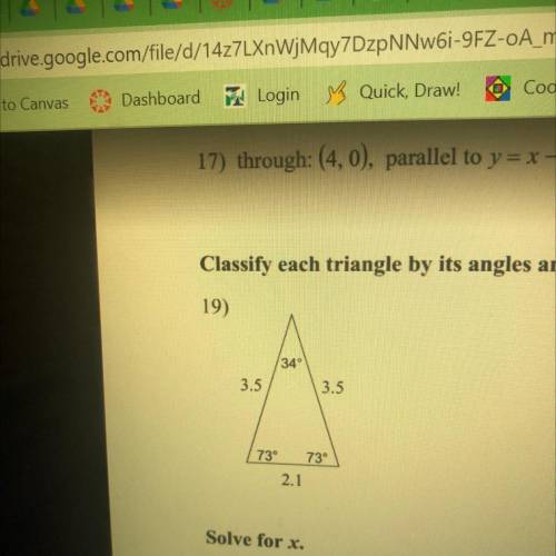 Classify each triangle by its angle s sides.
19)