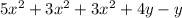 5x {}^{2}  + 3 {x}^{2}  + 3{x}^{2}  +4y - y