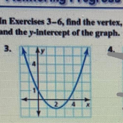 Find the vertex and the axis of symmetry and the y-intercept of the graph