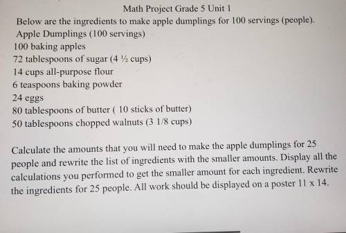 Math project grade 5 unit 1